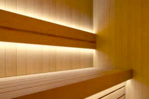 Warm timber sauna interior